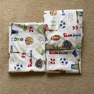 Pottery Barn Kid Sport Organic Cotton Flat & Fitted Twin Sheet Pillowcase